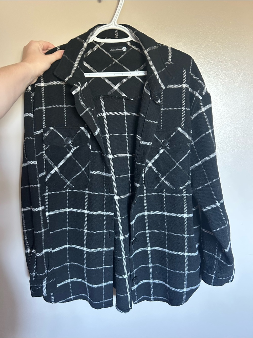 Women's Black & White Windowpane Shacket